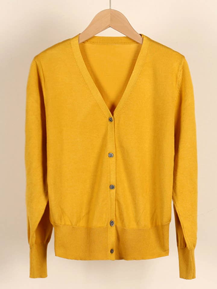 NINEXIS - Wholesale Cardigan - Women's - CWOCAL0333_Button Down Sleeve V-Neck Cardigan Sweater9