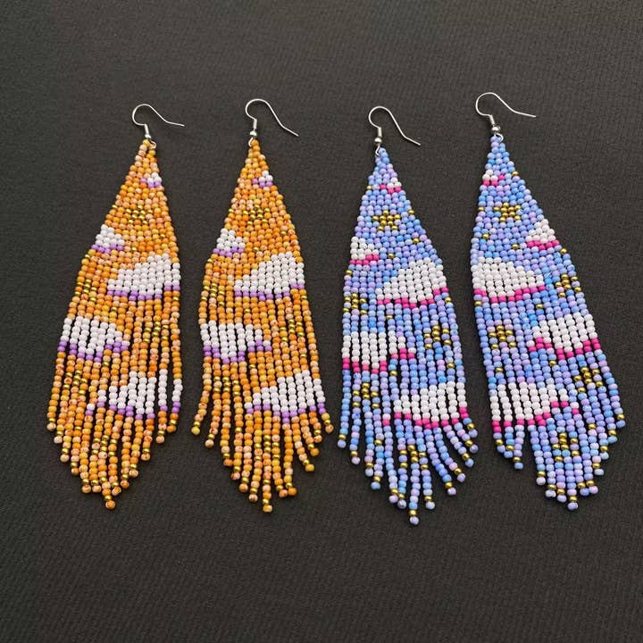 Brincos de Franjas com Missangas "Clouds In The Sky" - SB por atacado de Mio Queena