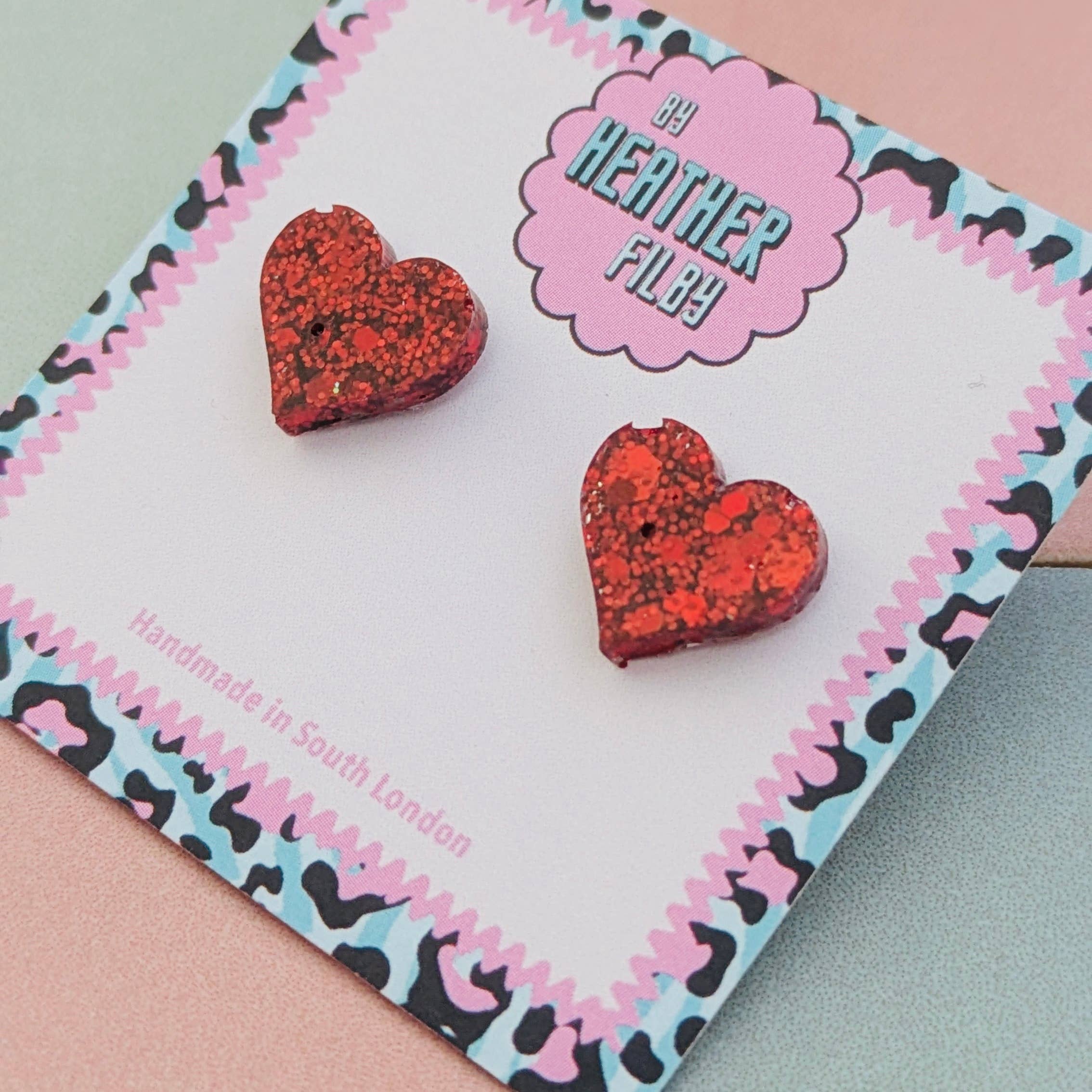 By Heather Filby – wholesale Stud/post earrings – Heart Stud Glitter Earrings (MORE COLOURS) - Best Seller7