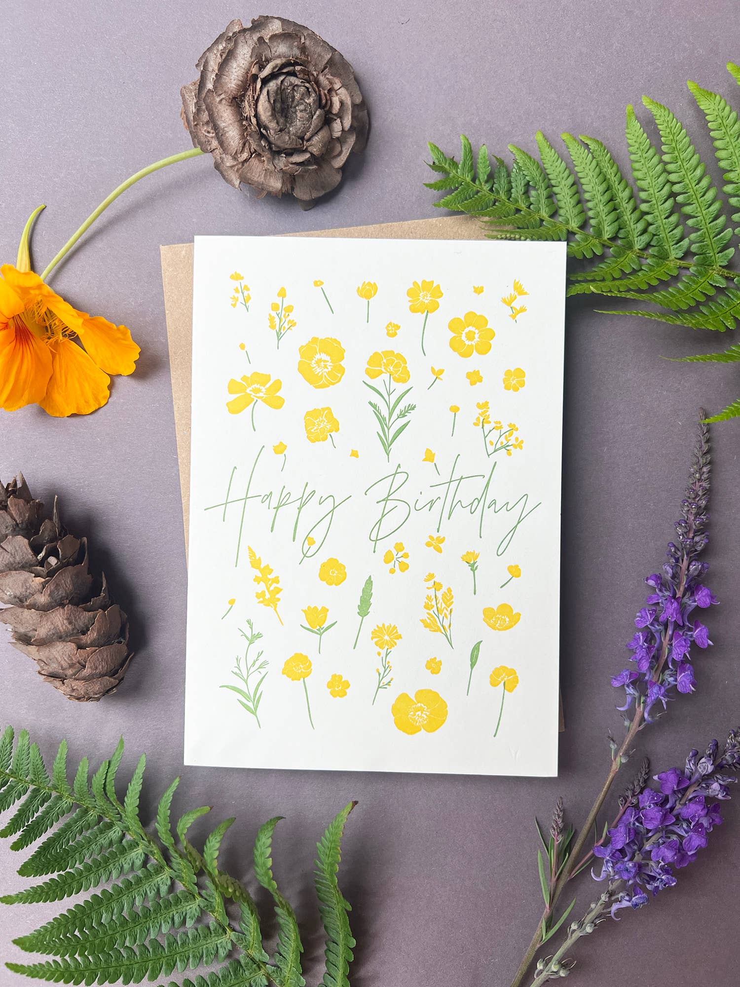 Penguin Ink - Wholesale Birthday card - Flower press Birthday Card | Letterpress Birthday Day Card