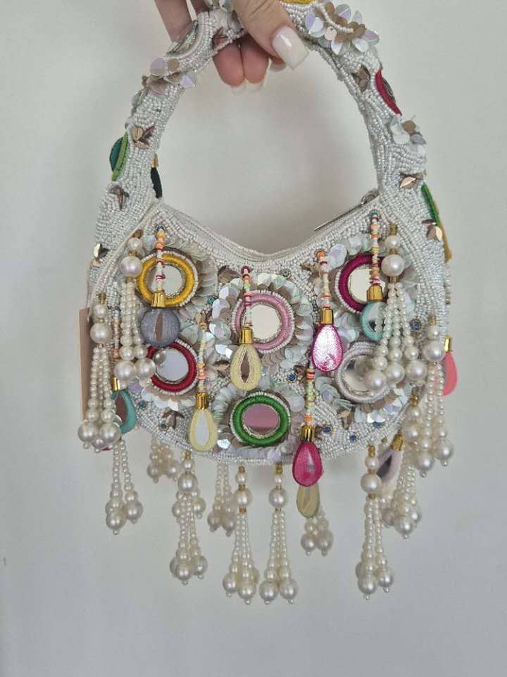 Handbag Multi Mirror Beaded Grab Bag for wholesale by Melci Studio