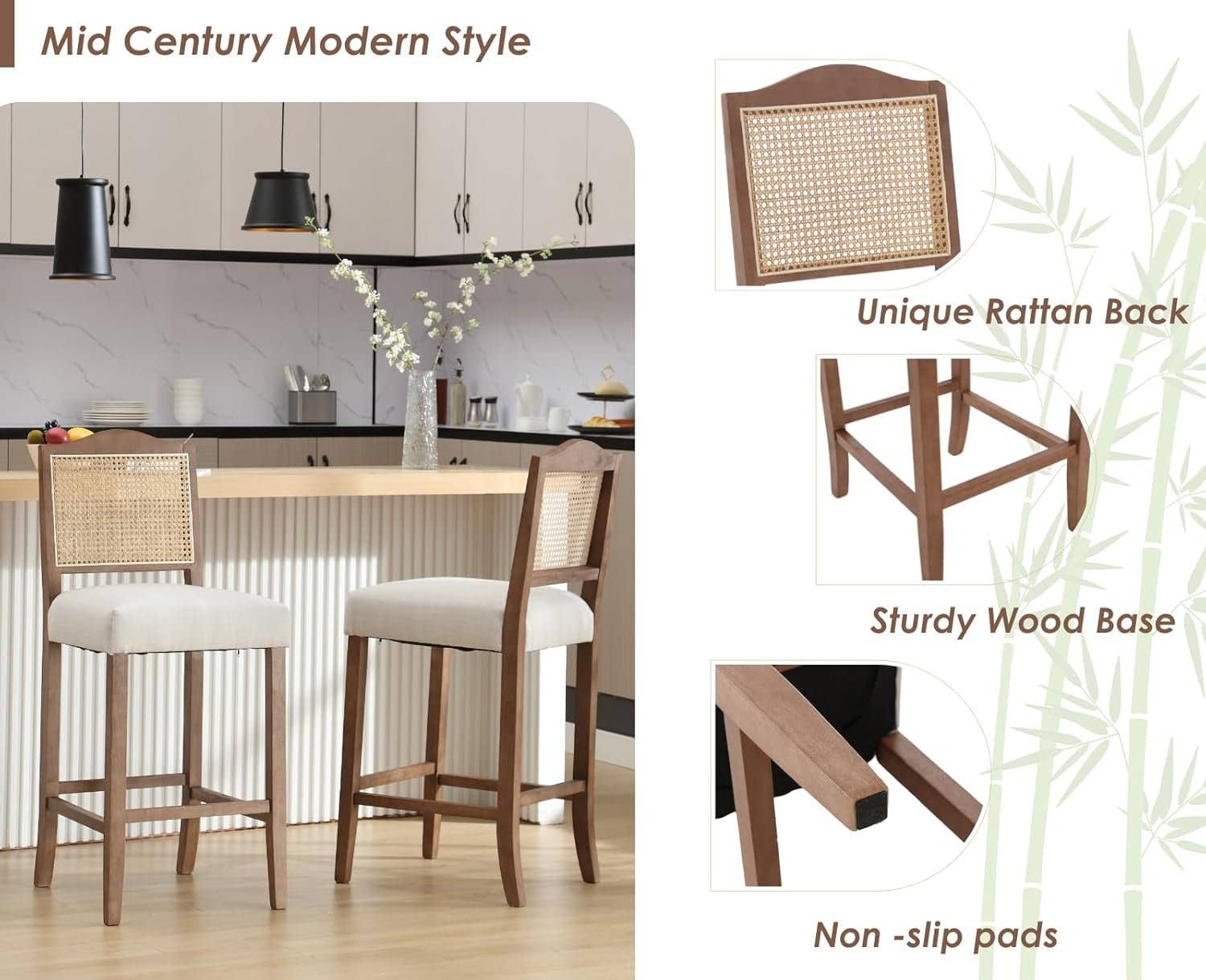 30 Inch Counter Height Stools Linen Beige Set Of 2 for wholesale on Faire2