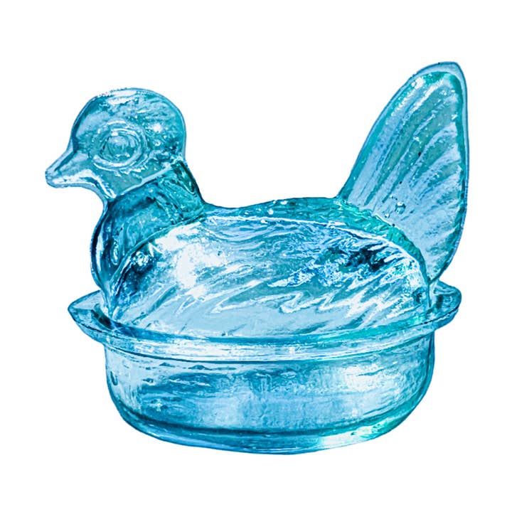 Nesting Hen Bowl & Lid - GLACIER BLUE | Hand Blown Glass - Colombia for wholesale by Kitchen One