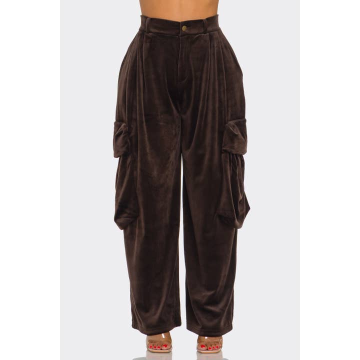 Velour Cargo Bukser med Brede Ben for engroshandel hos HiteJeans