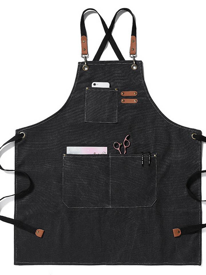 CWAB3996_THICK CANVAS STAIN-RESISTANT DENIM APRON for wholesale by NINEXIS