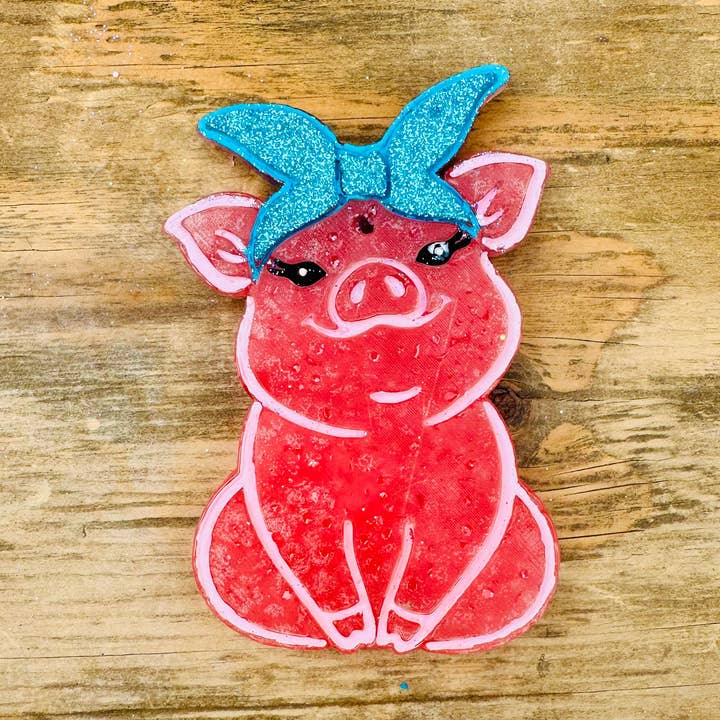 **Custom** Piggie with Bow Car Freshie for wholesale by Southern Creek Wholesale