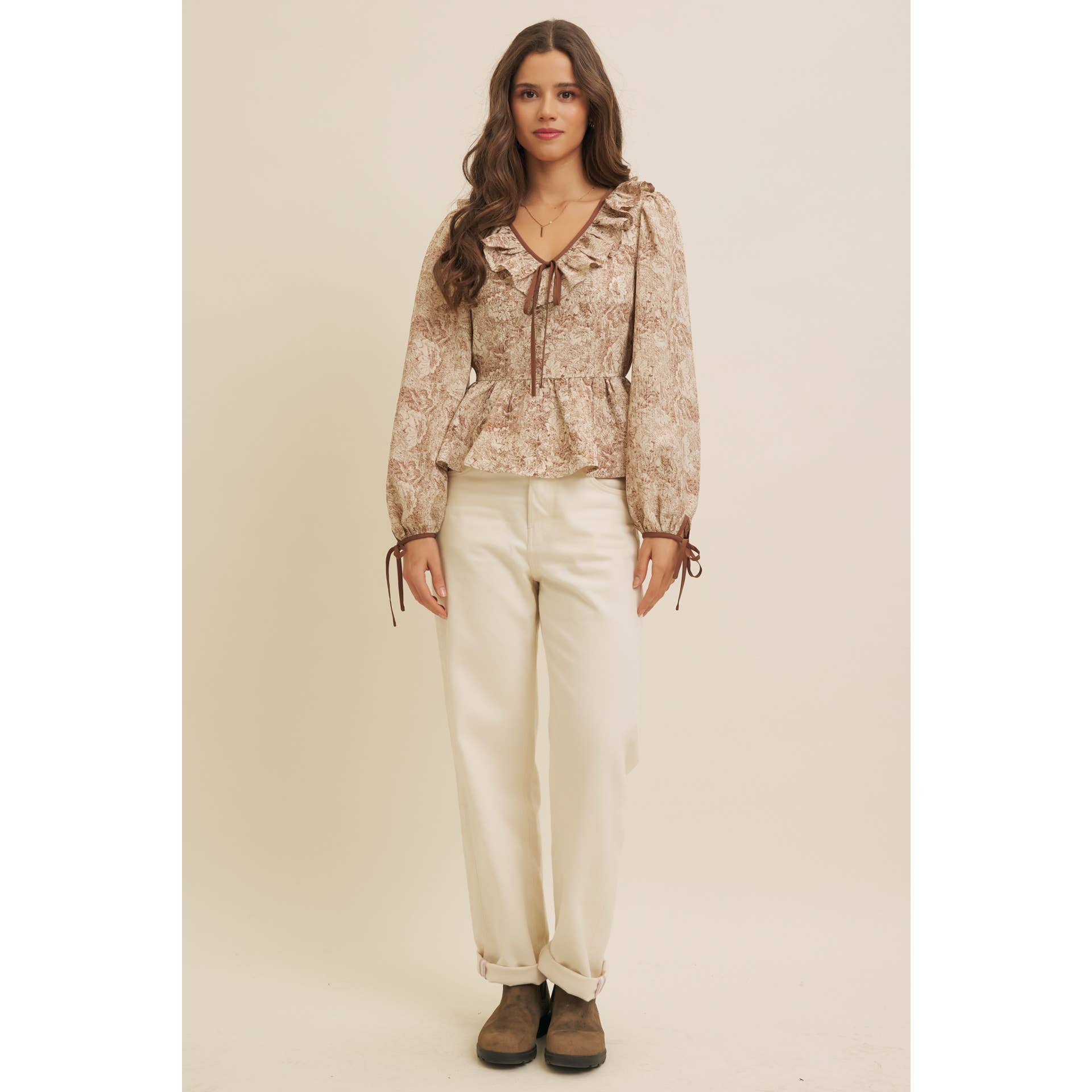 in february - Wholesale Blouse - Women's - TOILE PRINTED BABYDOLL BLOUSE WITH BALLOON SLEEVES19