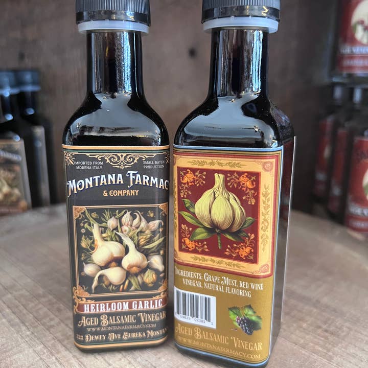 Montana Farmacy - Venta al por mayor Vinagre - Vinagre balsámico oscuro Heirloom Garlic, espeso para todo el cuerpo, 100 ml