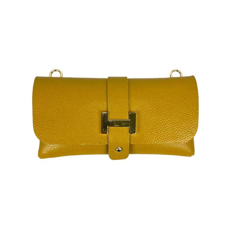 Chenson & Gorett - Vendita all'ingrosso Tracolla - Donna - Borsa da donna in pelle fiore con manico a catena rimovibile e chiusura con bottone0