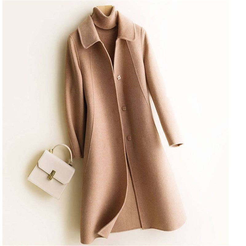 FurDecoration - Wholesale Coat - Women's - Solid Color Casual Style Long Woolen Coat4