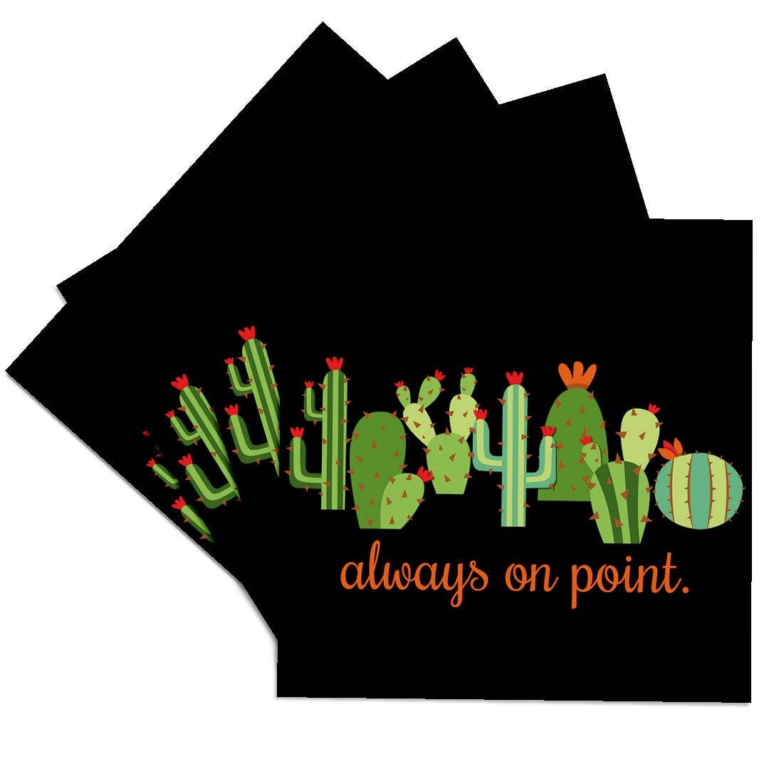 3dRose - Venta al por mayor Posavasos - 3dRose, Siempre en su punto con cactus. Letras naranjas sobre fondo negro., Posavasos0