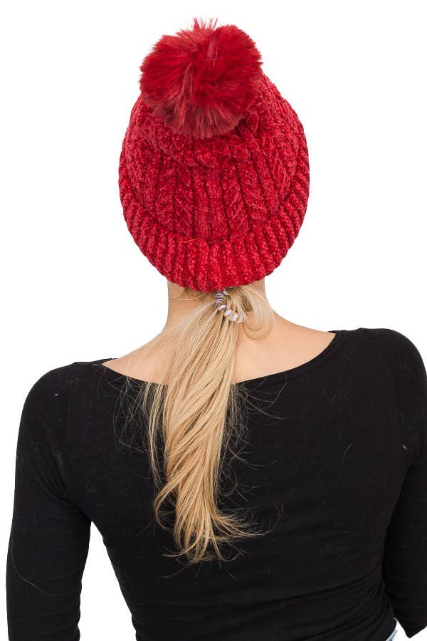 Cap Zone - Wholesale Beanie - Women's - Velvet Fleece Chevron Ribbed Knit Beanie5