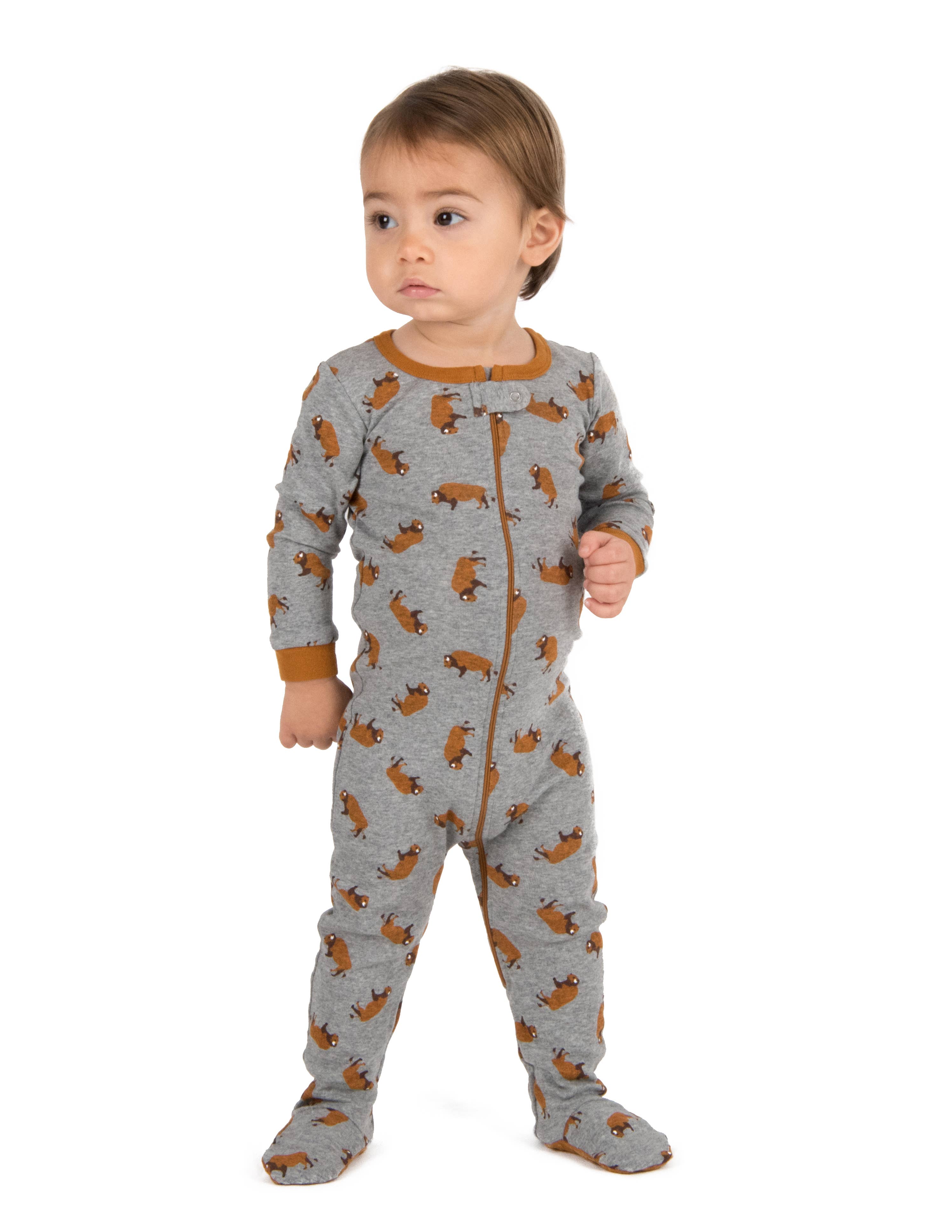 Leveret Pajamas - Vente Grenouillère – bébé - Pyjama en coton à pieds pour enfants Bison1