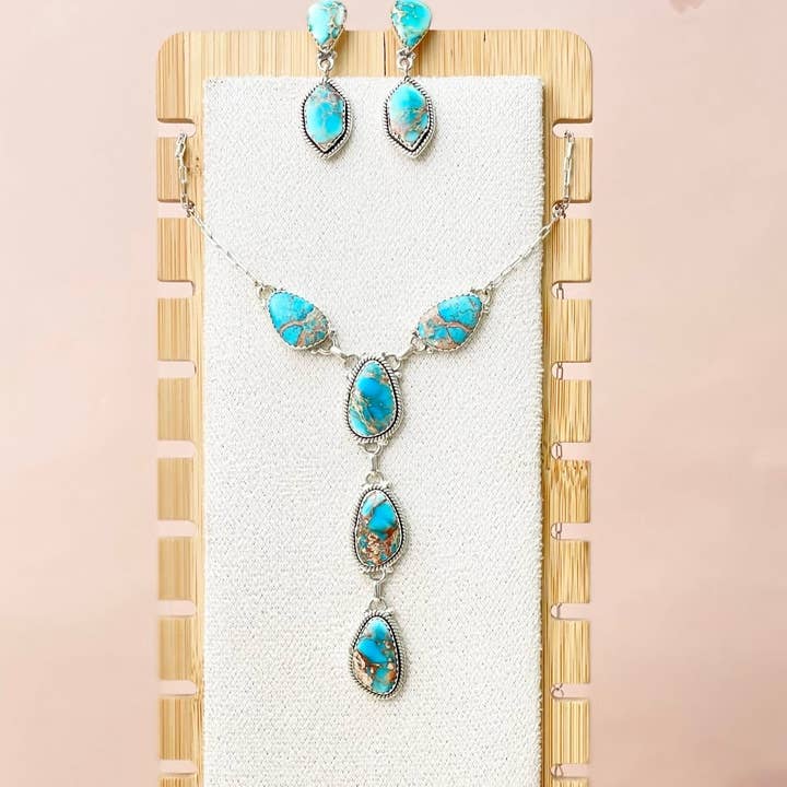 Krush Kandy - Wholesale Jewelry Set - Desert Blue Jasper Necklace and Earring Set