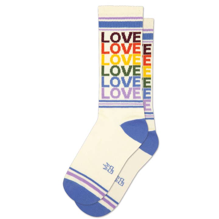 Gumball Poodle - Wholesale Socks - Unisex - Love - Vintage Rainbow Gym Crew Socks