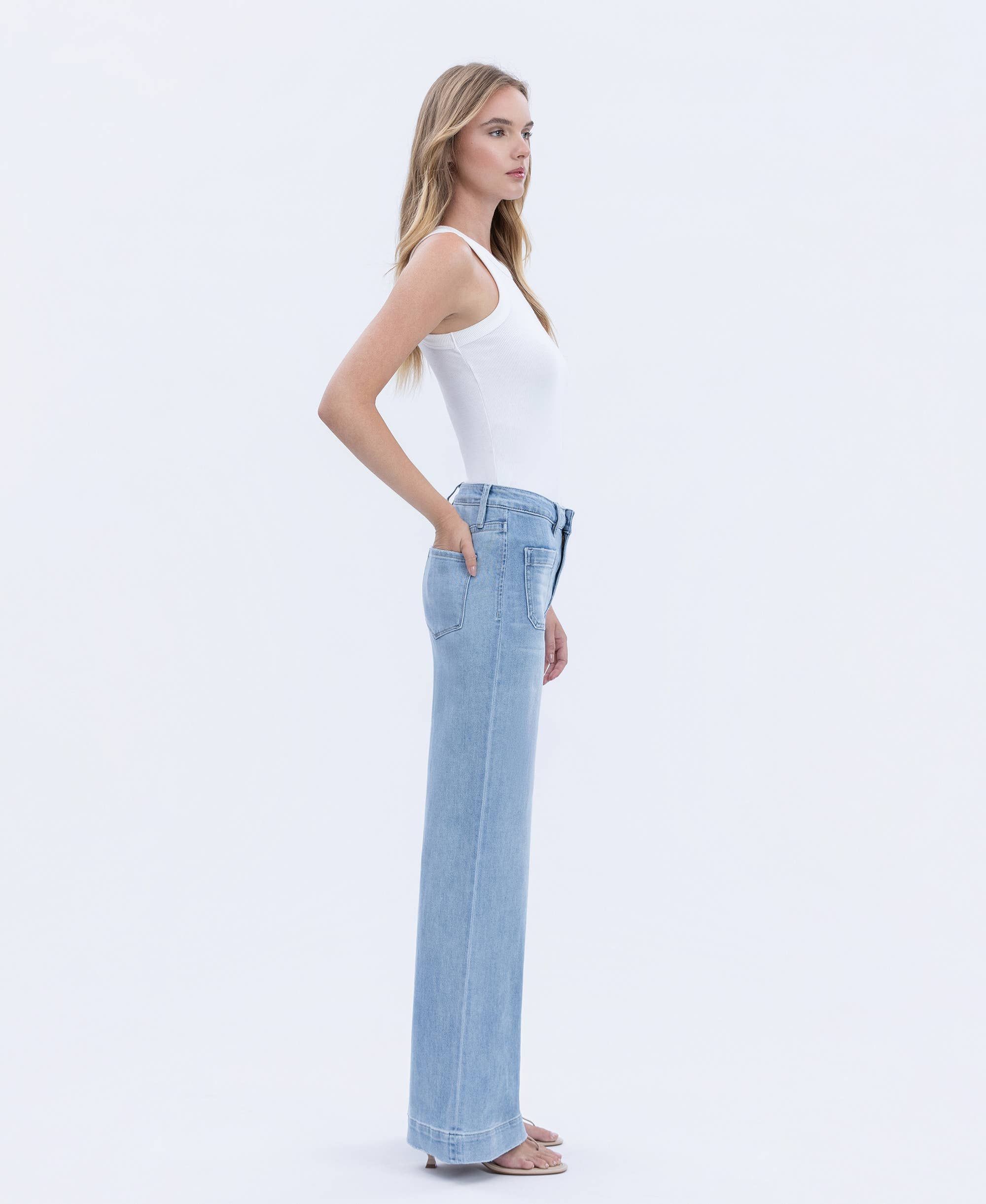 DIGNITY HIGH RISE WIDE TROUSER JEANS F5764N for wholesale on Faire8