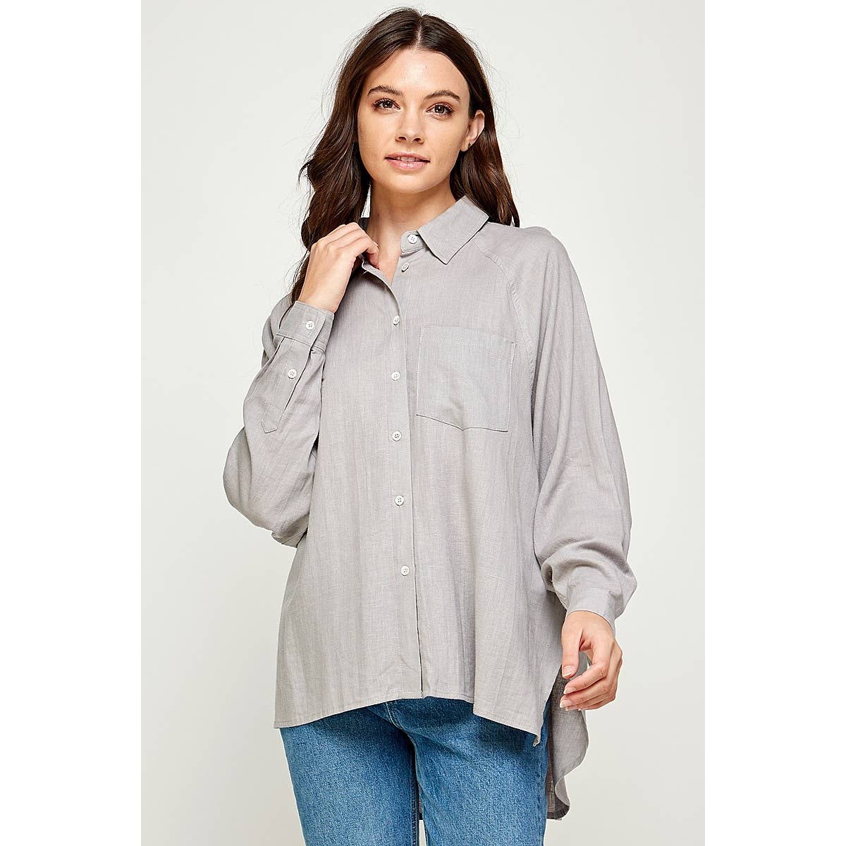 FUN2FUN - Wholesale Button Down Shirt - Women's - LINEN BLEND SHIRT0