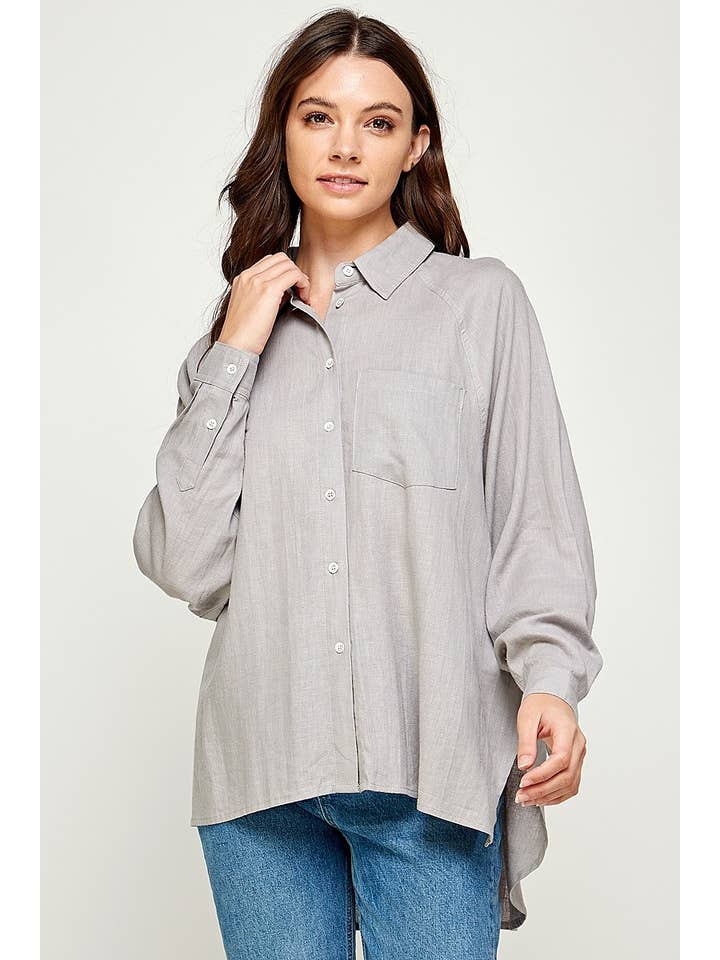 FUN2FUN - Wholesale Button Down Shirt - Women's - LINEN BLEND SHIRT