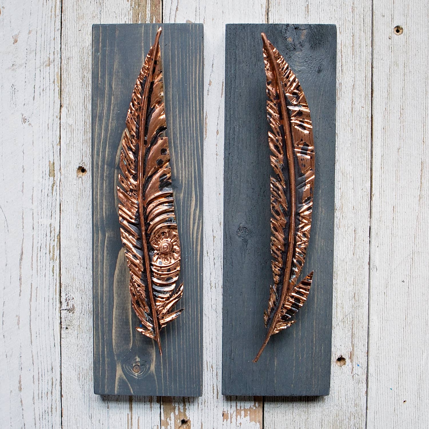 Timber Lane Studio - Wholesale Dimensionele/3D-muurkunst - Rijke oxidatie koperen veer6