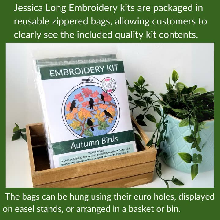 Jessica Long Embroidery - Wholesale Embroidery/Cross Stitch Supplies - Mini Black Cat & Full Moon Embroidery Kit