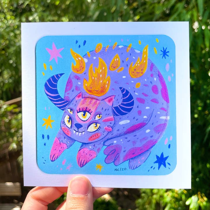 New Print (Mini) ♡ Demon Kitty Fire for wholesale by Illustrated By Natalia
