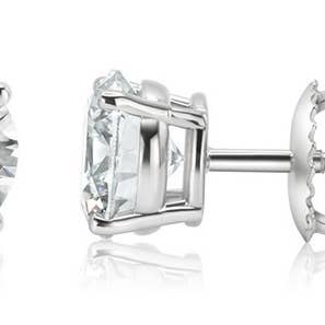 BOUCLES D'OREILLES RONDES À 4 GRIFFES, 1 CT TW pour la vente par Maskabilities