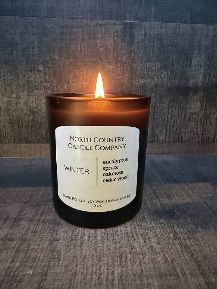 Winter Candle 10 oz Black Jar for wholesale by North Country Candle Company