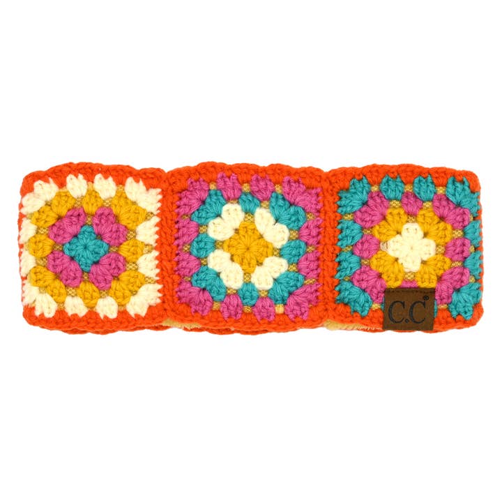 Funky Junque - Vente Bandeau – femme - Bandeau en crochet multicolore - Orange1