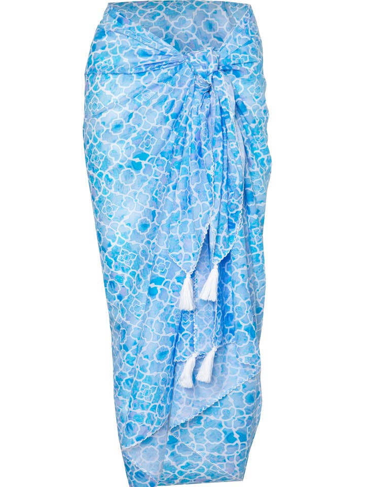 Sophia Alexia - Vendita all'ingrosso Copricostume - Donna - SARONG IN COTONE MOSAICO AZZURRO0