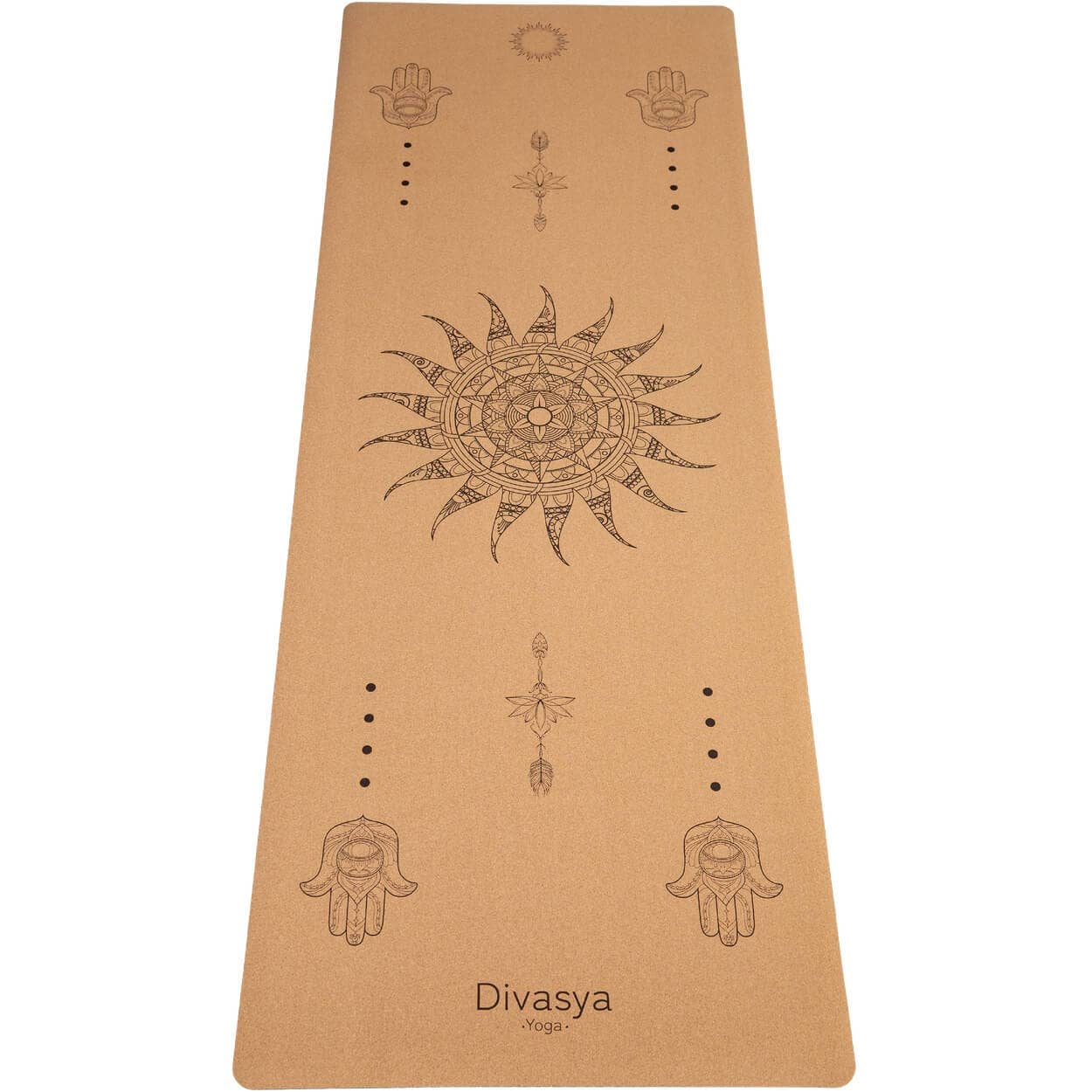 Divasya - Wholesale Yoga Mat - Cork & Natural Rubber Yoga Mat | 183 x 66 x 0.4cm | in 6 Yoga Designs | with Carrying Strap2