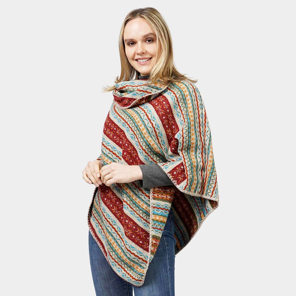 Sensibling Corp. - Wholesale Poncho - Women's - Ethnic Patterned Poncho13