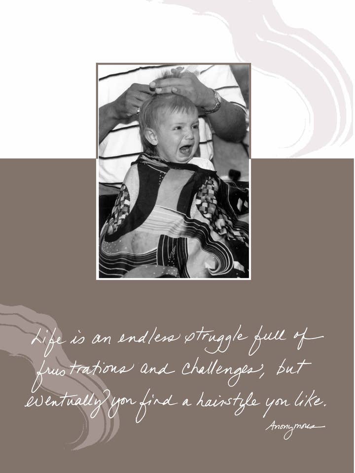 235e: La vita è una lotta senza fine piena di frustrazioni e sfide, ma alla fine trovi un'acconciatura che ti piace. - Anonimo per la vendita all'ingrosso da parte di Bonair Daydreams