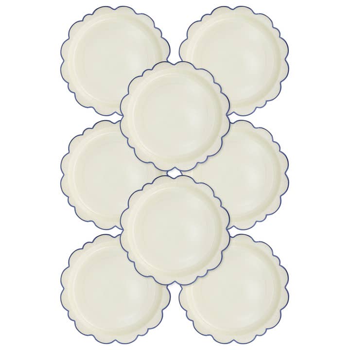 My Mind’s Eye - Wholesale Disposable Plate - PEM1042 - Pembroke Cream with Blue Edge 12" Paper Plate5