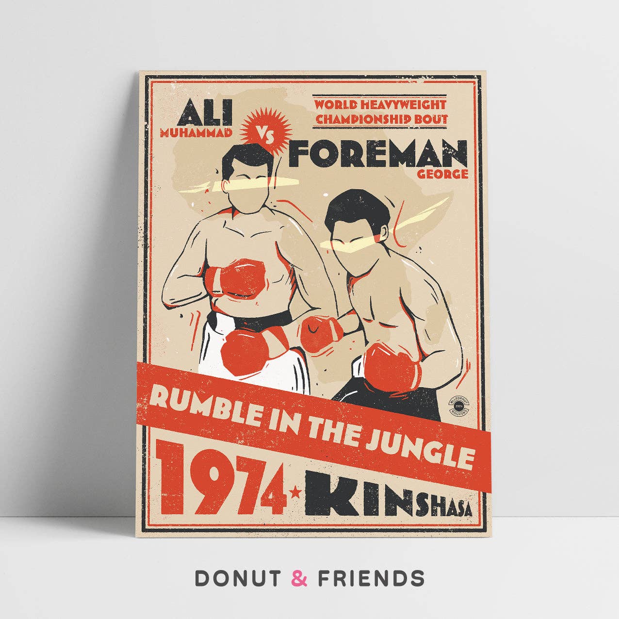 Donut and Friends - Vendita all'ingrosso Stampa artistica - Poster di boxe - Rumble in the Jungle - 19740