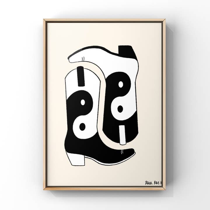 Yin & Yang Western Boots Art Print | Cowboy Boot Art for wholesale by Surf Cowboy