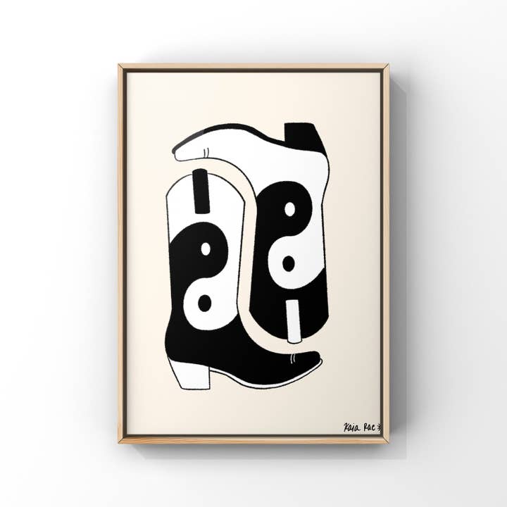 Surf Cowboy - Wholesale Art Print - Yin & Yang Western Boots Art Print | Cowboy Boot Art