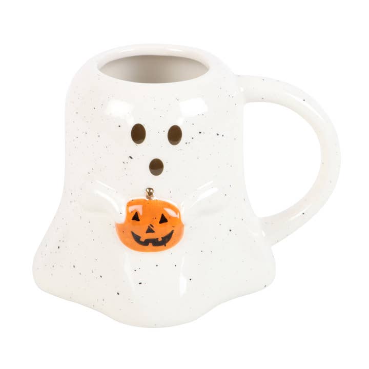 Something Different Wholesale - Wholesale Coffee Mug - Ghost Shaped Halloween Mug with Pumpkin