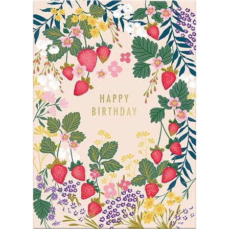 GREETING CARD HAPPY BIRTHDAY STRAWBERRIES for wholesale by Punch Studio