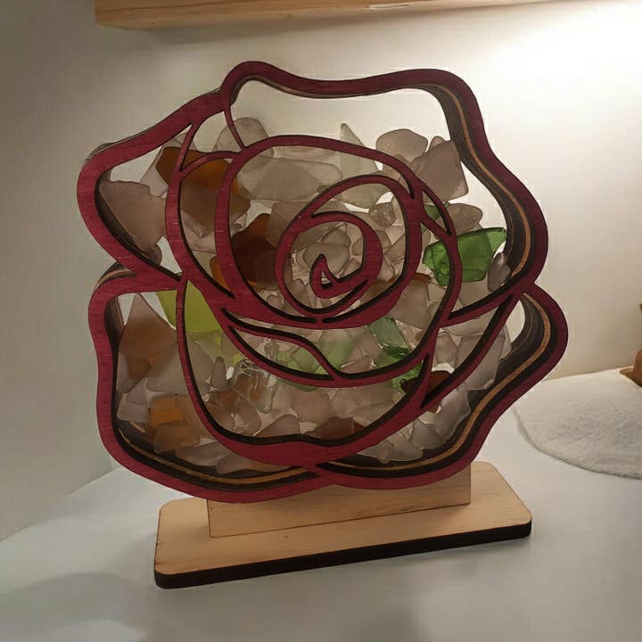 Rose Sea Glass Schaukastenanzeige, Groß für den Großhandel von Sea Glass Displays