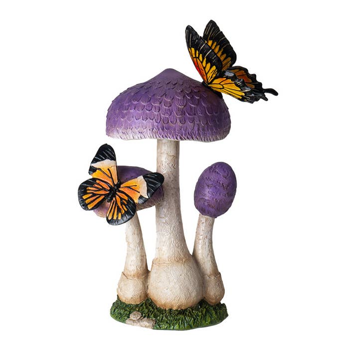 Pacific Trading - Wholesale Decorative Figurine - Toadstool Mushroom with Butterflies Home and Garden Decor