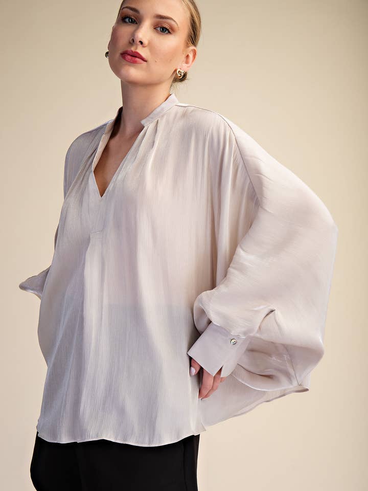 Flowy Cape Sleeve Relaxed Blouse for wholesale by Glam