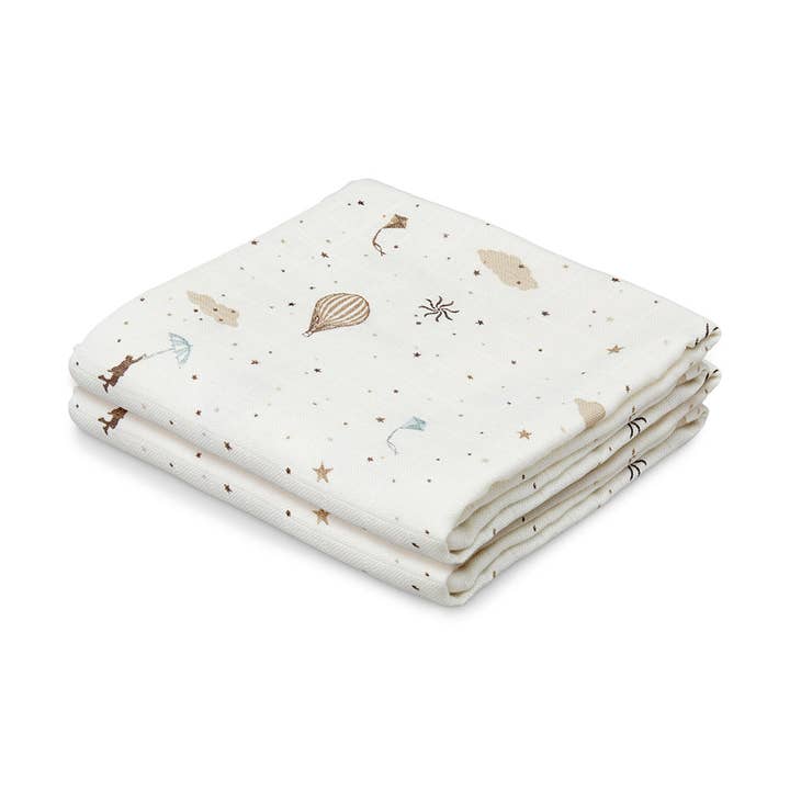Muslin Cloth, Printed, 2-pack - GOTS Dreamland for wholesale by Cam Cam Copenhagen