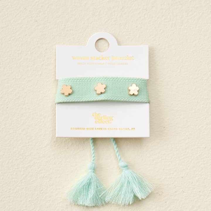 The Darling Effect - Wholesale Woven/Braided Bracelet - Woven Stacker Bracelet-Aqua