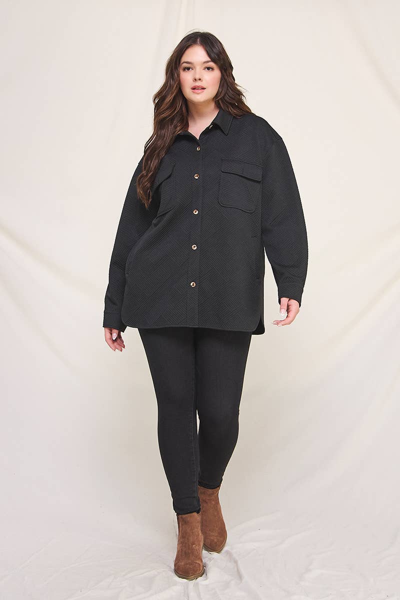 Allie Rose - Wholesale Button Down Shirt - Women's - Plus Size Jacquard Knit Shirt3