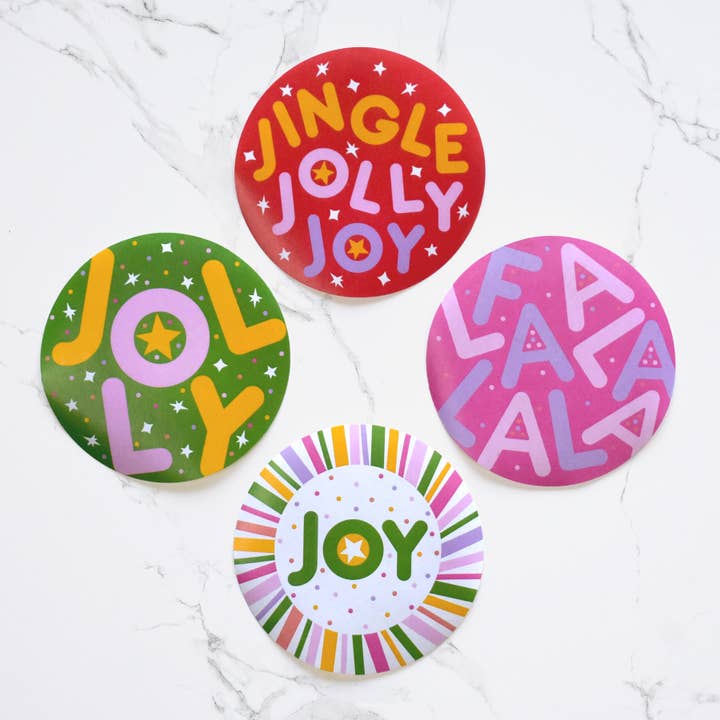 Jingle Jolly Joy Christmas Eco-Friendly Stickers | Set of 8 for wholesale by MASU
