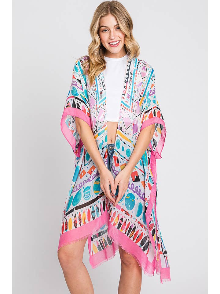 Hana - Vendita all'ingrosso Kimono - Donna - Kimono estivo con stampa geometrica boho ad acquerello12