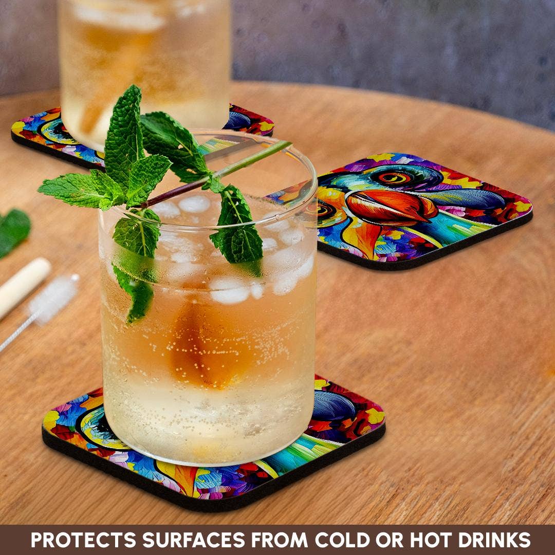 3dRose - Wholesale Coasters - 3dRose, Colorful dodo bird portrait. Funny digital oil painting gift, card, Coaster9