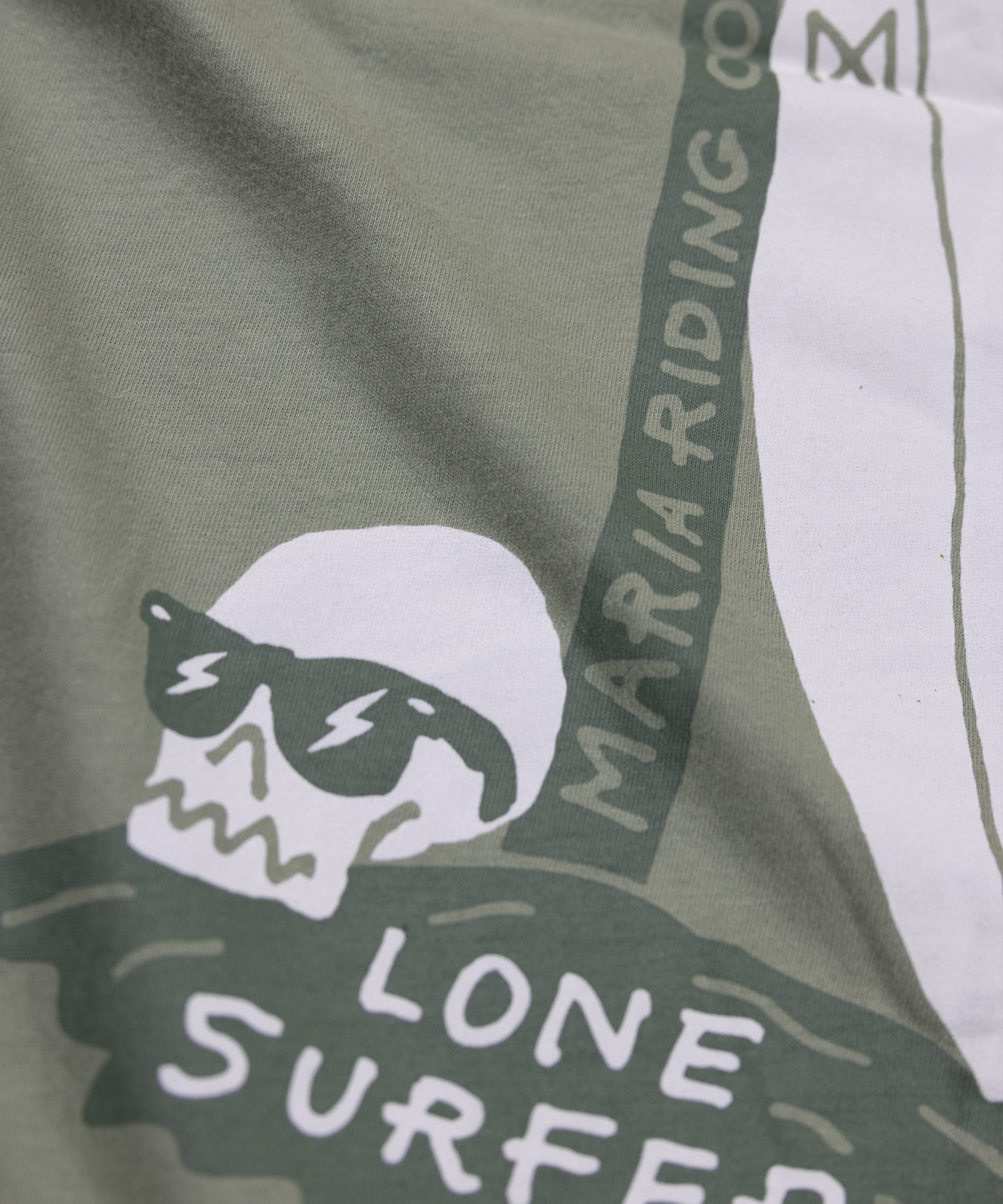 Maria Riding Company - Wholesale Screen Printed T-Shirt - Men's - T-shirt - Lone Surfer - Olive2