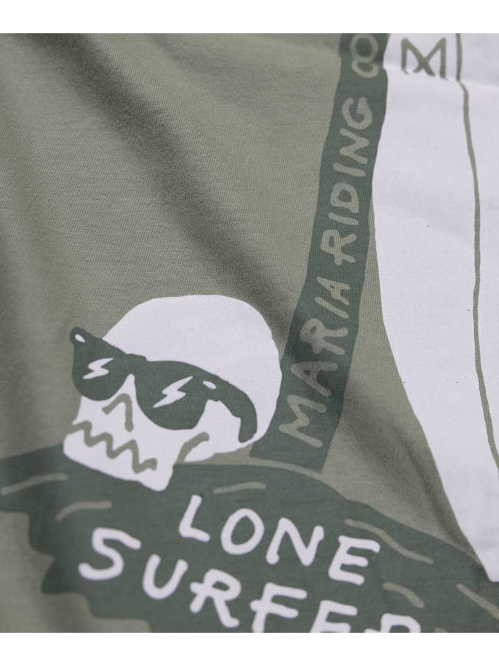 Maria Riding Company - Wholesale Screen Printed T-Shirt - Men's - T-shirt - Lone Surfer - Olive2