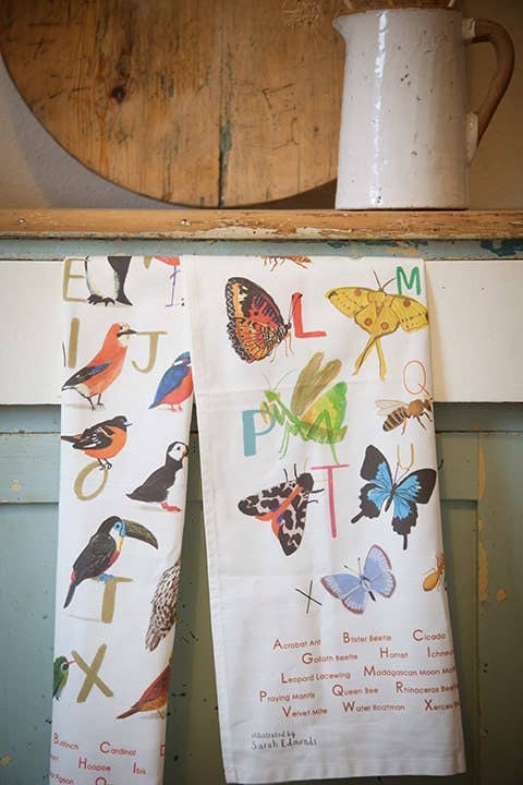 Sarah Edmonds Illustration - Wholesale Tea Towel - Avian Alphabet Bird Cotton Tea Towel6